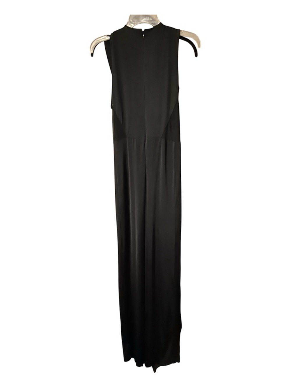 Elegant NWT Black Evening Maxi Dress with Silver Embellished V-Neck - Picture 2 of 3